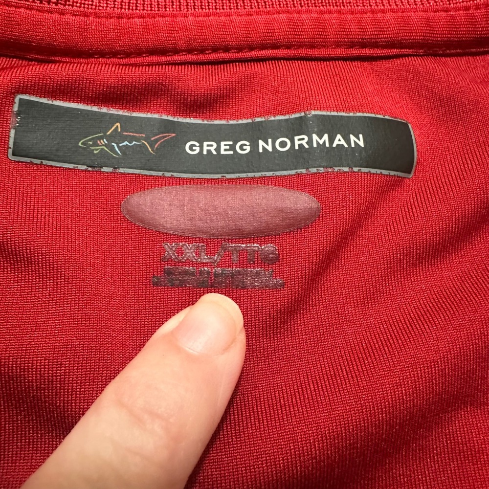 GREG NORMAN | Men's Red Black Stripe Athletic Golf Fish Polo Shirt, XXL/ 2XL - Picture 4 of 9